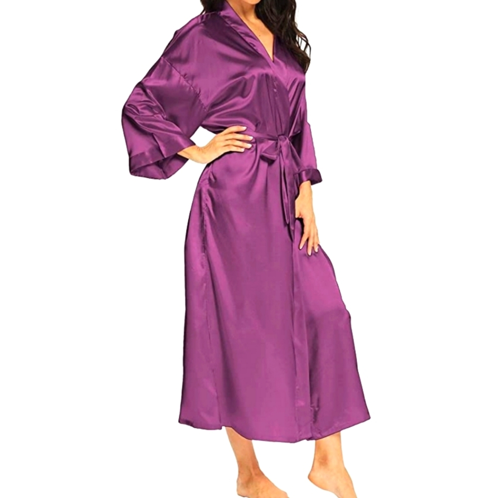 Oscar de la Renta | Pink Label Plum Satin Robe
